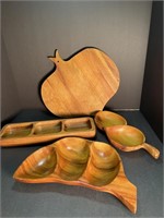 Nice wood lot - Hand carved serving dishes & board