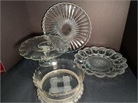 Cake pedestal, egg plate, bowl & platter