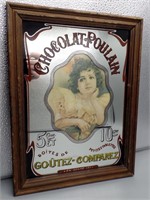 Vintage Chocolat Poulain Advertising Mirror Sign