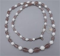 Miriam Haskell Purple White Glass Bead Necklace