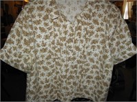 Vtg 1940's Casual Embroidered Cotton Cropped Shirt
