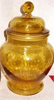 Vintage Amber Glass Jar w/ Lid