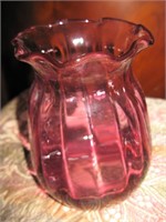 Cranberry Glass Larger Ruffle Edge Vase