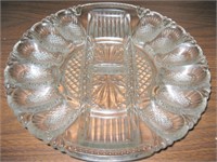 Pressed Glass Deviled Egg Relish Platter