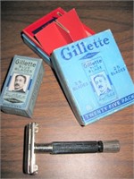 Antique Gillet Razor and 2 Empty? Blade Boxes