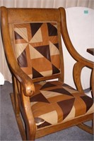 Retro '70's Patchwork Upholstered Rocking Chair