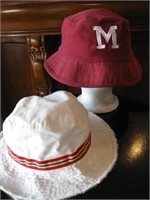2 Children's Floppy Bucket Hats- White & Maroon