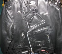 New  Black Leather Bikers Large Jacket