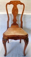 19th Century Dutch Carved & Inlaid Wood Chair