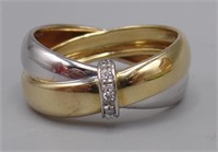 18k Two-Tone Gold Double Band Diamond Ring