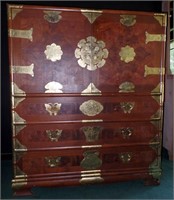 Vintage Tall Campaign Style Chest Dresser
