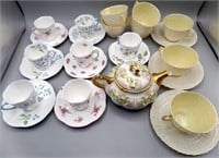 Beleek Pottery, J Pouyat Limoges Teapot Shelly etc