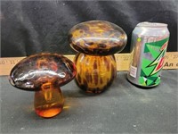 2) glass Mushrooms