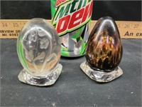 2) glass eggs