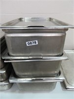3 stainless steel chafing dish inserts w/lids