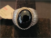Sterling & black onyx ring size 11.5/8.9total