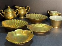 Pickard Gold  -  2 cream & sugars and 4 dishes