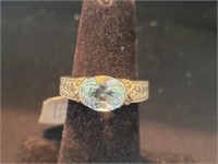 Sterling & topaz ring w/diamond accents size