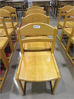 4 oak school desk chairs 16" seat height