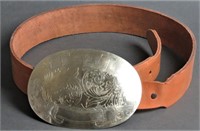 Western German Silver Large Belt Buckle +