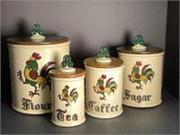 Metlox Poppytrail - Green Rooster Canister Set