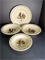 Metlox Poppytrail Grn Rooster Srv bowls & platter