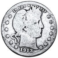 1913 Barber Silver Quarter NICELY CIRCULATED