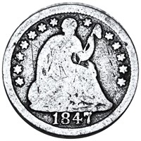 1847 Seated Liberty Half Dime NICELY CIRCULATED