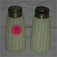 VTG VASELINE MILK GLASS CORN SALT & PEPPER