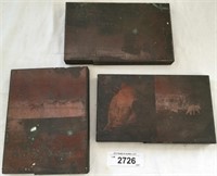 3 pcs. Vintage Copper Printing Blocks - Bears on 1