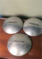 Set of 3 Vintage Plymouth Hubcaps