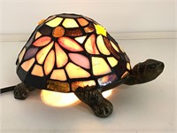 Slag Glass Turtle Desk Lamp. Tested Working.