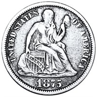 1875 Seated Liberty Dime NICELY CIRCULATED