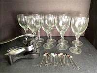 WIne glasses, Wine Opener & Hors d'oeuvres forks