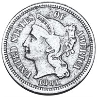 1881 Three Cent Nickel LIGHTLY CIRCULATED