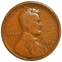 1913-S Lincoln Wheat Penny NICELY CIRCULATED