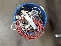 Utility Tub with Extension Cords, Power Strips
