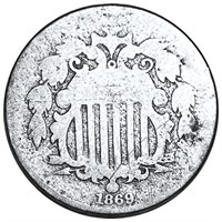 1869 Shield Nickel NICELY CIRCULATED