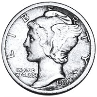 1916-S Mercury Silver Dime CLOSELY UNCIRCULATED
