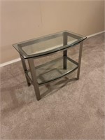 Glass Top Metal Leg Entertainment Stand