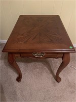 Wood Side Table & Drawer