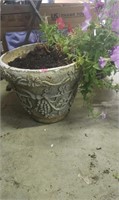 Styrotype ornate pot with flowers
