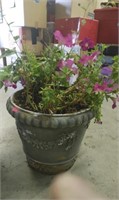 Styrofoamish ornate pot w flowers