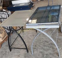 2 Glass Top Tables - 1 is a Drafting Table