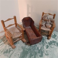 Wood Mini Rockers and Mini Cradle