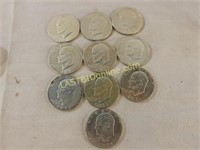 10 Silver Eisenhower $1 Dollar coins