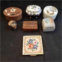 6 x Trinket Boxes and Stitched Top Compact