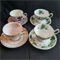 Four Bone China Tea Cup and Saucer Sets