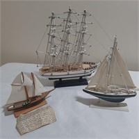 3 x Vintage Model Ships