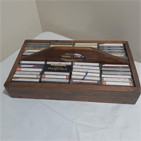 Solid Wood Cassette Carrier with Tapes